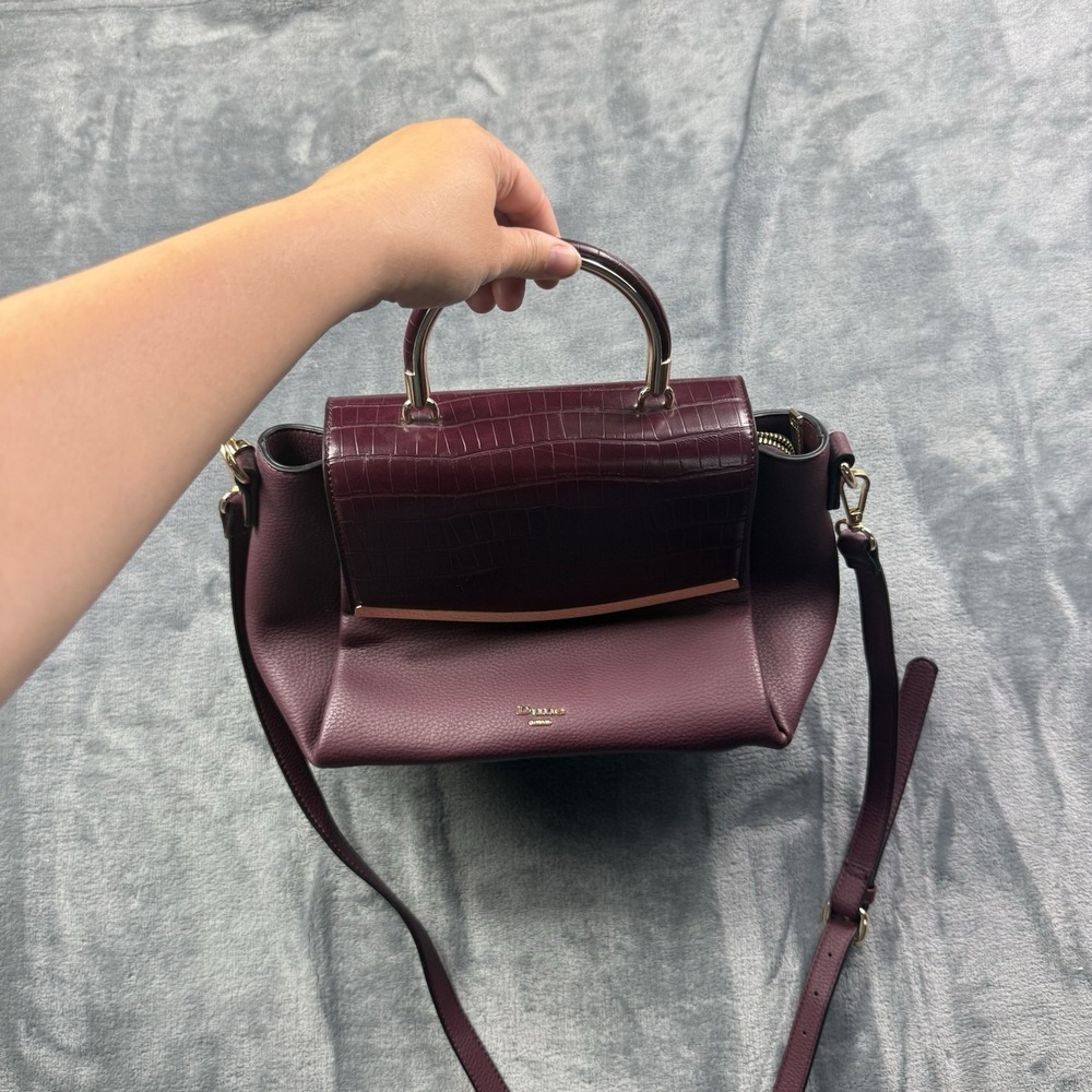 Dune London Maroon Handbag with Gold Metal Accessories and Double Handles